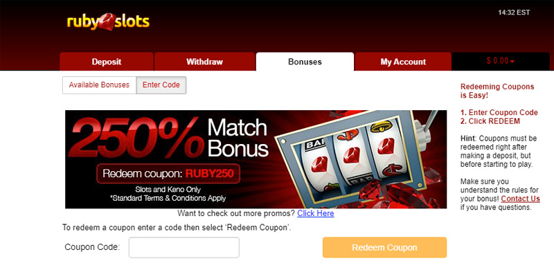 ruby slots bonus codes no deposit