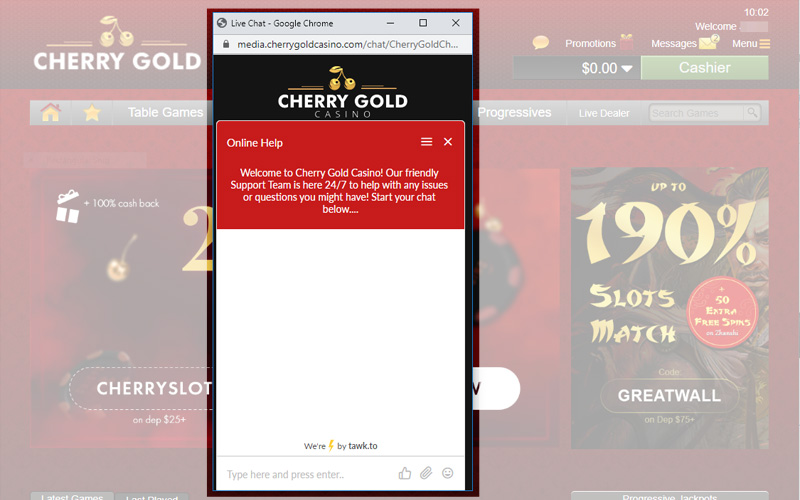 Cherry Gold Chat with Cust Service Rep